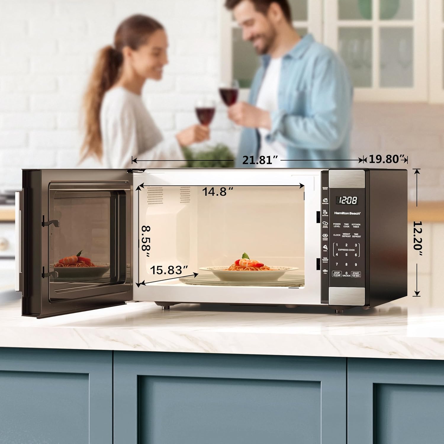 Hamiltan Beach 1.6 Cu Ft Sensor Cook Countertop Microwave Oven, Stainless Steel