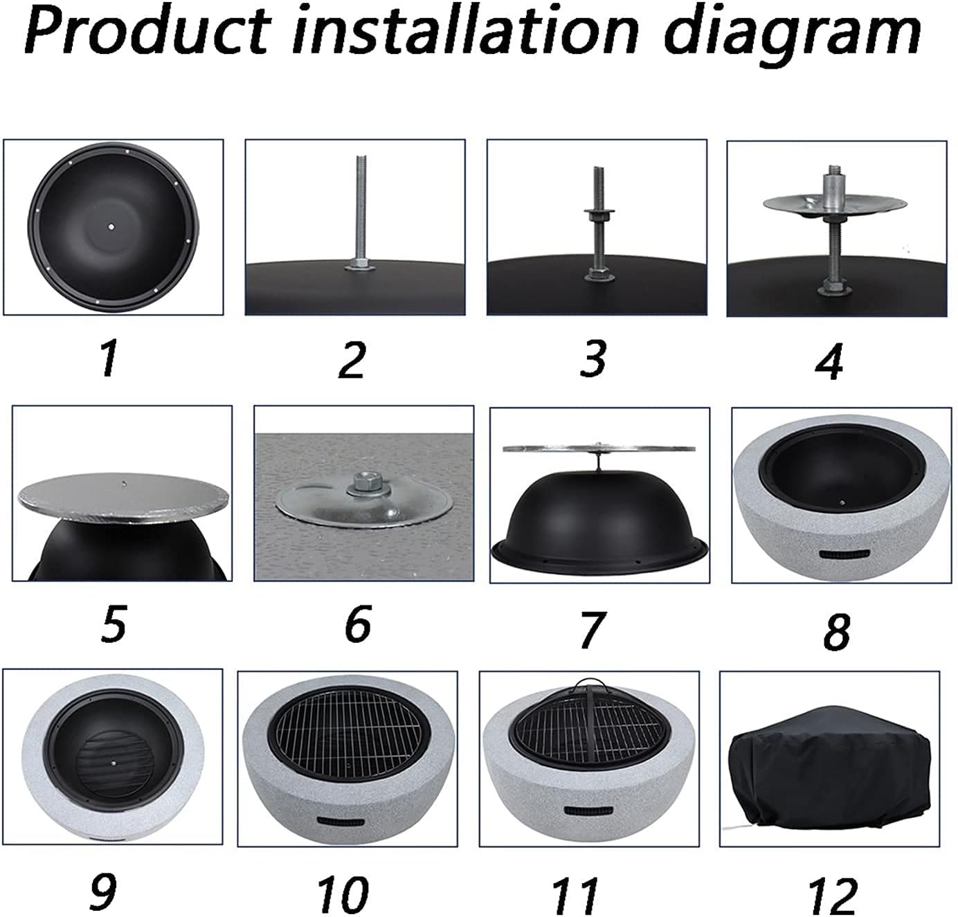 Fire Pit Wood Burning fire Pit, fire Pit with Spark Screen, Villa Courtyard Imitation Marble Garden Brazier