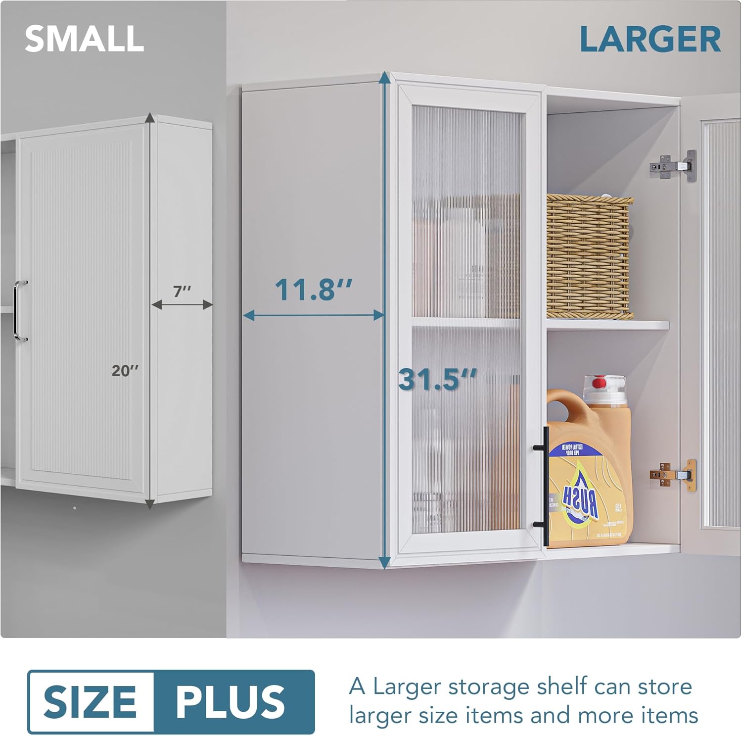 FIMELLO 59’’ Wall Cabinets for Laundry Room, Wall Cabinet with Acrylic Glass Doors and Shelf, Bathroom Wall Cabinet, Hanging Cabinet for Kitchen, Bathroom, Laundry Room Cabinets, White