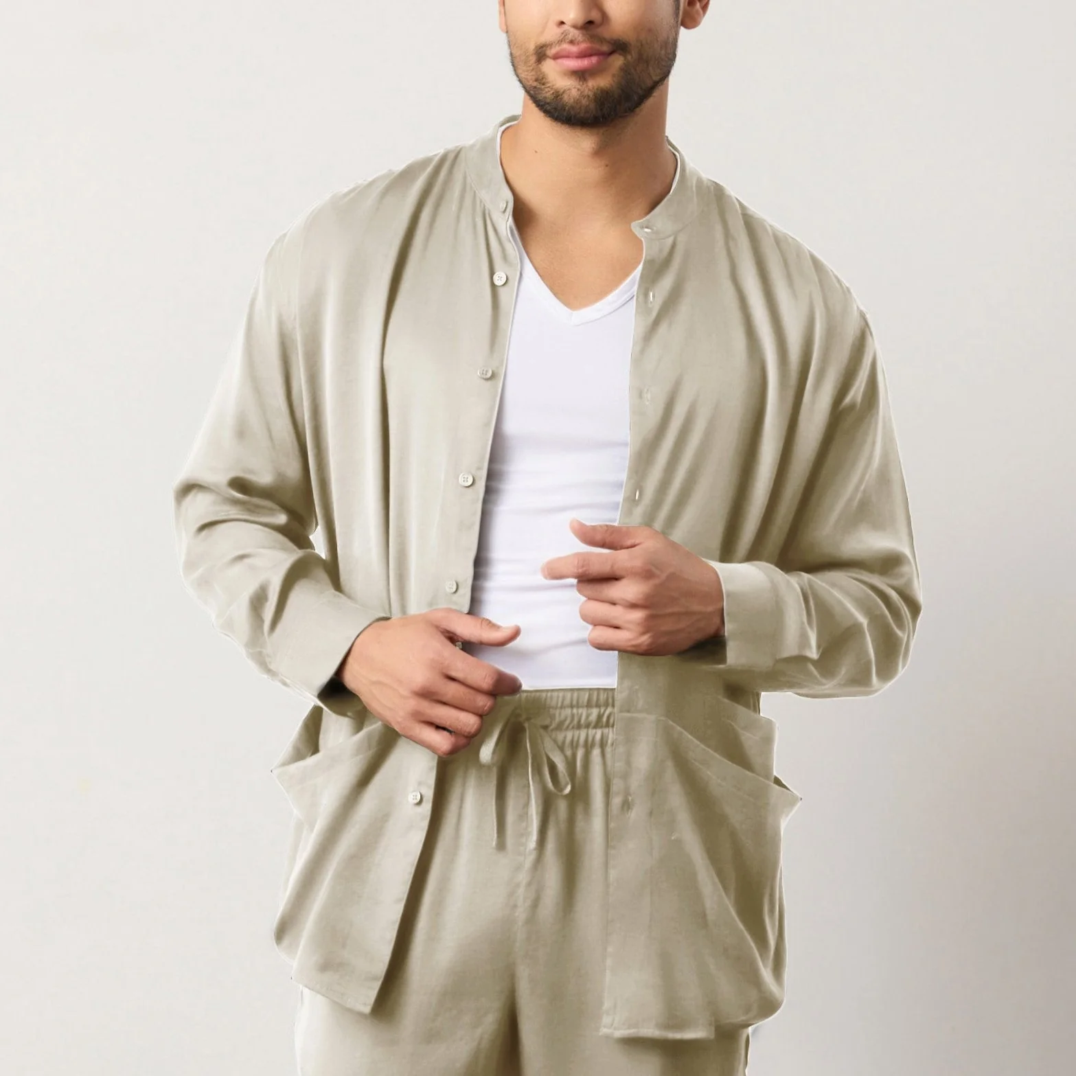 Flow TENCEL™ LUXE Relaxed Mandarin Collar Shirt