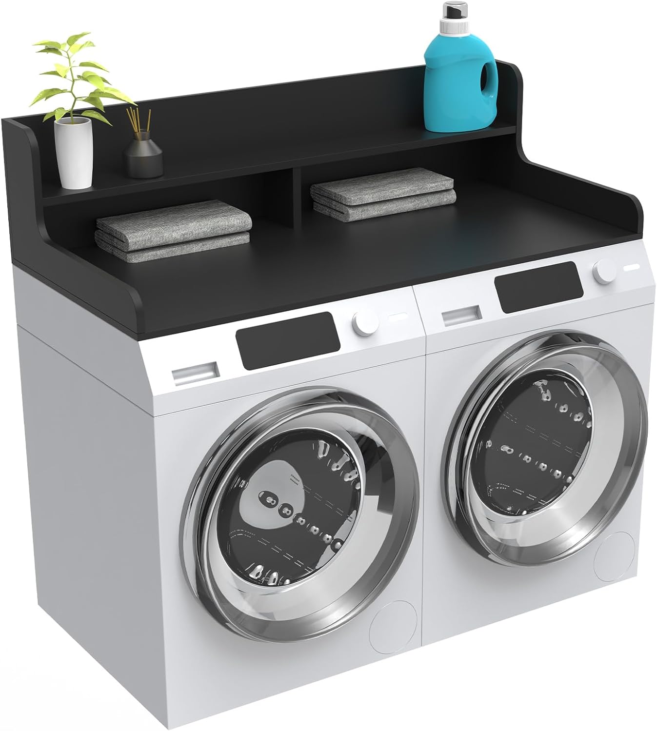 2-Tier Washer Dryer Countertop, Wood Laundry Countertop with Edge, 54