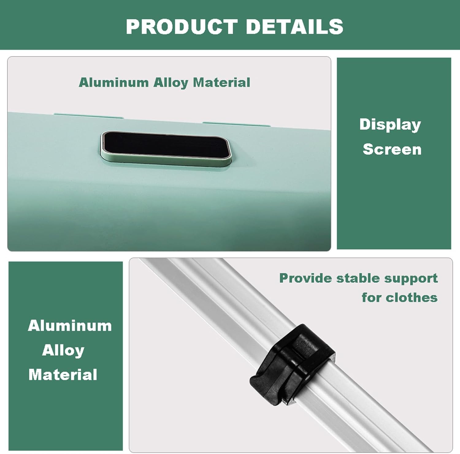 Travel Dryer - Foldable Drying Cabinet with Timing (30-300 Minutes) - Clothes Dryers with Castor - Hanging Clothes Steamer for Camping, Home - With 5 Clothes Racks,green