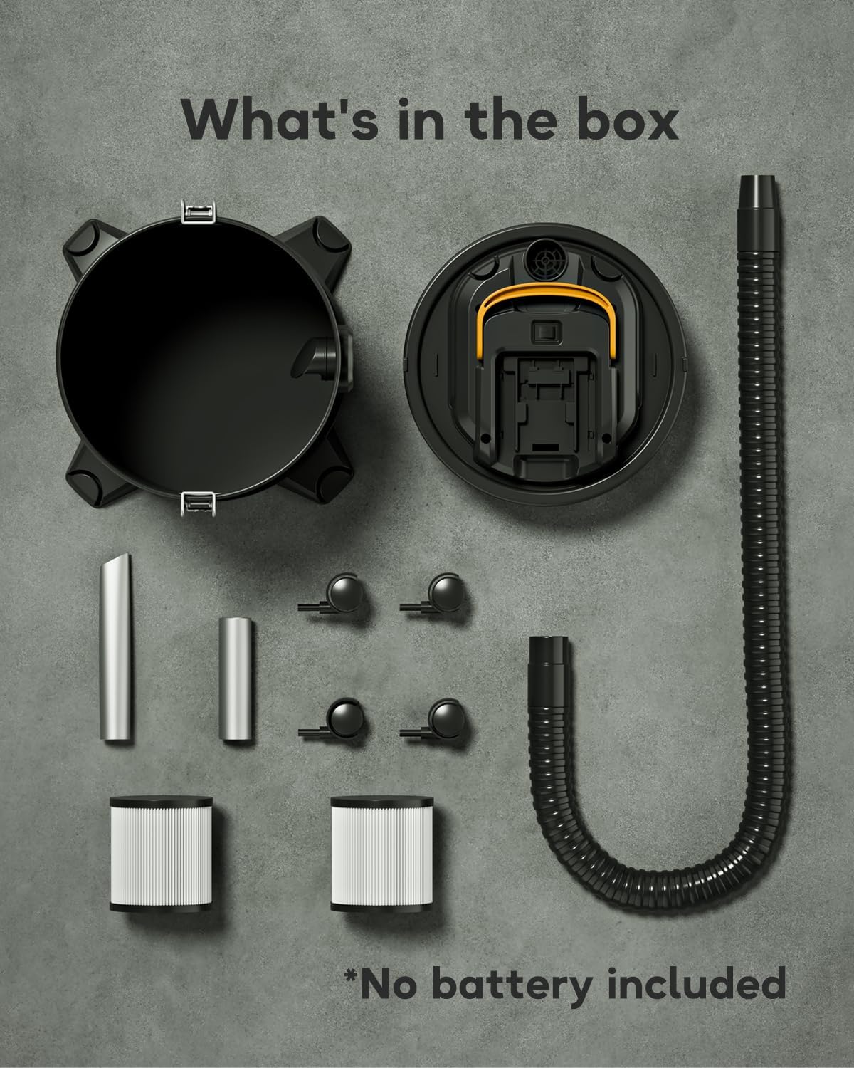 DeForce Cordless Ash Vacuum, for DeWalt 20V Max Battery, 4-Gallon Portable Vacuum Cleaner, Black, with Hose Nozzles HEPA Filters Wheels, for Pellet Wood Stove BBQ Grill (Bare Tool ONLY)