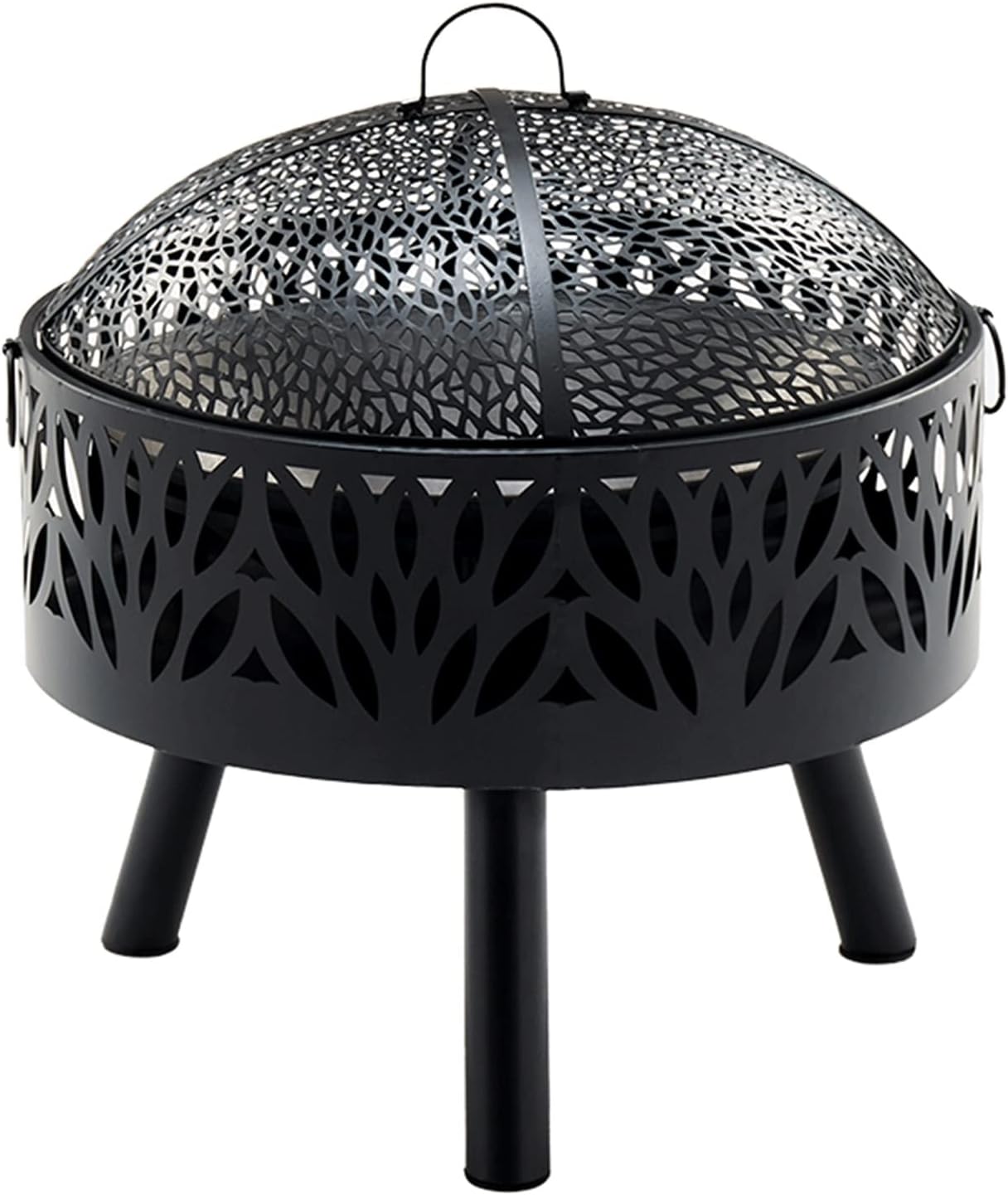 Fire Pits for Outside with Grill Outdoor Wood Burning Firepit Large Steel Firepit Bowl with Swivel BBQ Grill, Ash Plate,Spark Screen for Patio Backyard Picnic Garden