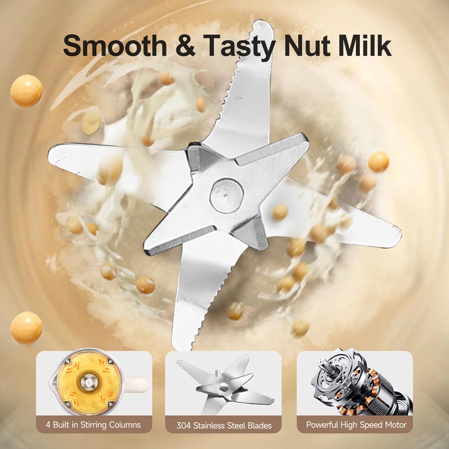 ZLWNYK 8 in 1 Nut Milk Blender, 34 oz homemade almond, oat, soy, coconut, plant-based milk, and non dairy beverages, with a 12 hour timer/self-cleaning/warming/hot water function