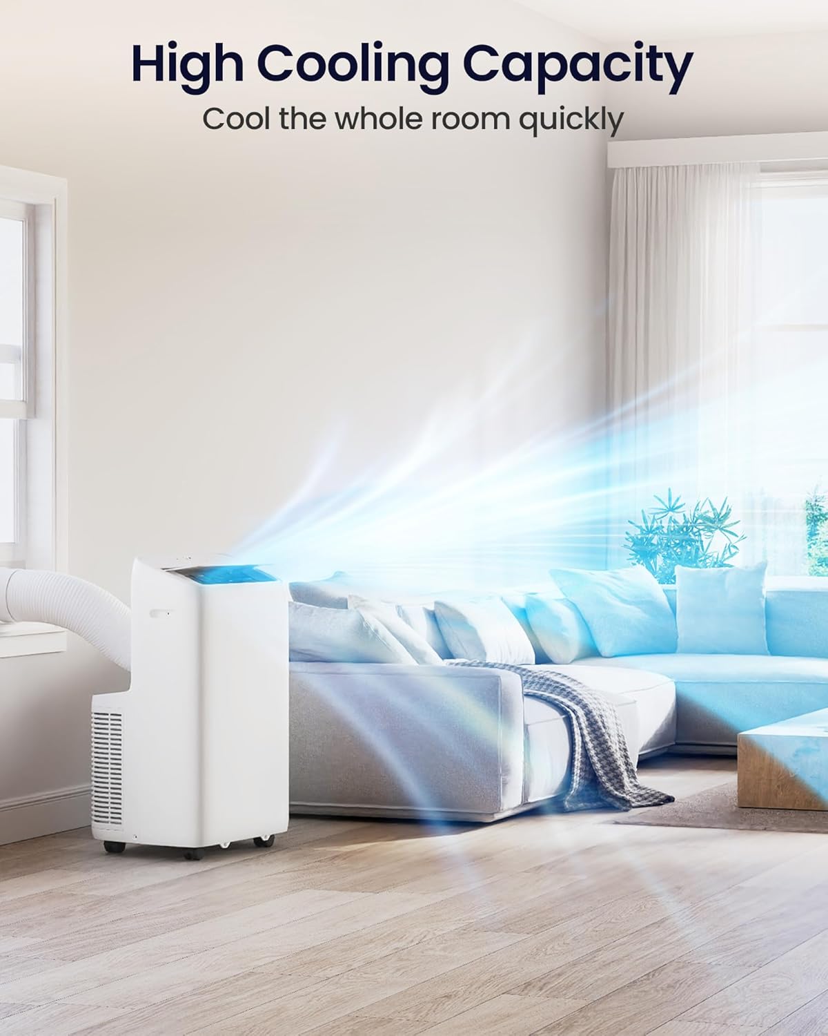 GENTLECOOL 14000 BTU Inverter Portable Air Conditioner, Energy-Efficient Cooling for Rooms up to 600 Sq.Ft, 3-in-1 AC with Fan & Dehumidifier, Quiet Operation