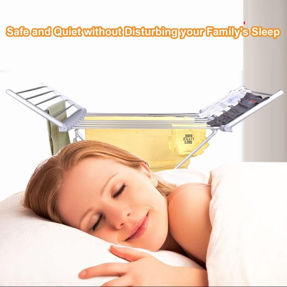 20 Bars Electric Heated Clothes Airer Dryer, Portable Electric Clothes Dryer, Foldable Clothes Drying Rack Machine with Wings, Quick Drying