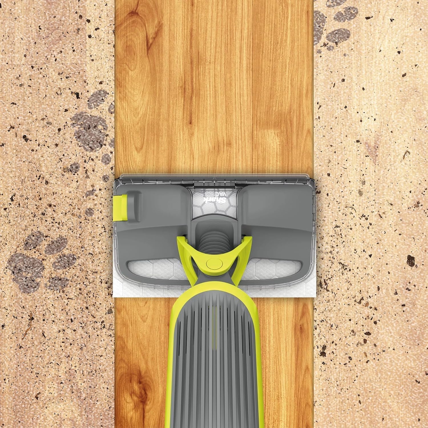 SHARK VM200 VACMOP (Renewed) Cordless Multi Surface Hard Floor Tile Wood Lightweight Floor Cleaner Vacuum Mop with (2) Disposable Pad, (1) Cleaning Solution Included, Light Gray/Green