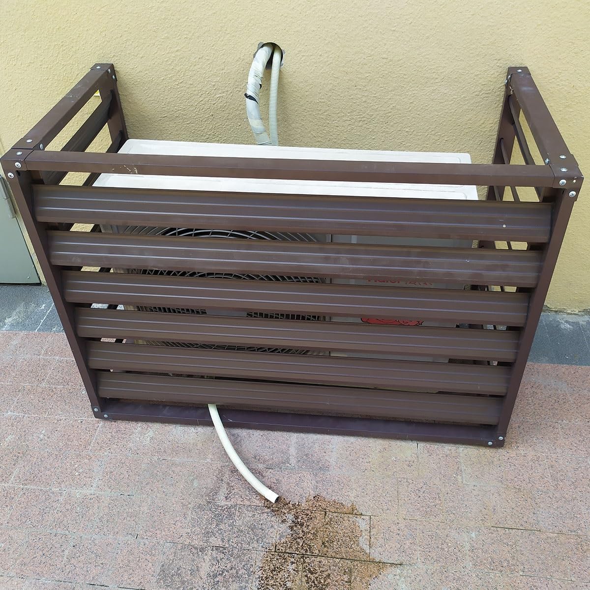 Outdoor Air Conditioner Cover - Aluminum Alloy Rack For Heat Pump - Guardrail Frame For Outside To Hide Outdoor AC Unit And Trash Enclosure, 39.4*19.7*27.5/43.3*23.6*31.5in ( Color : Gray , Size : 110