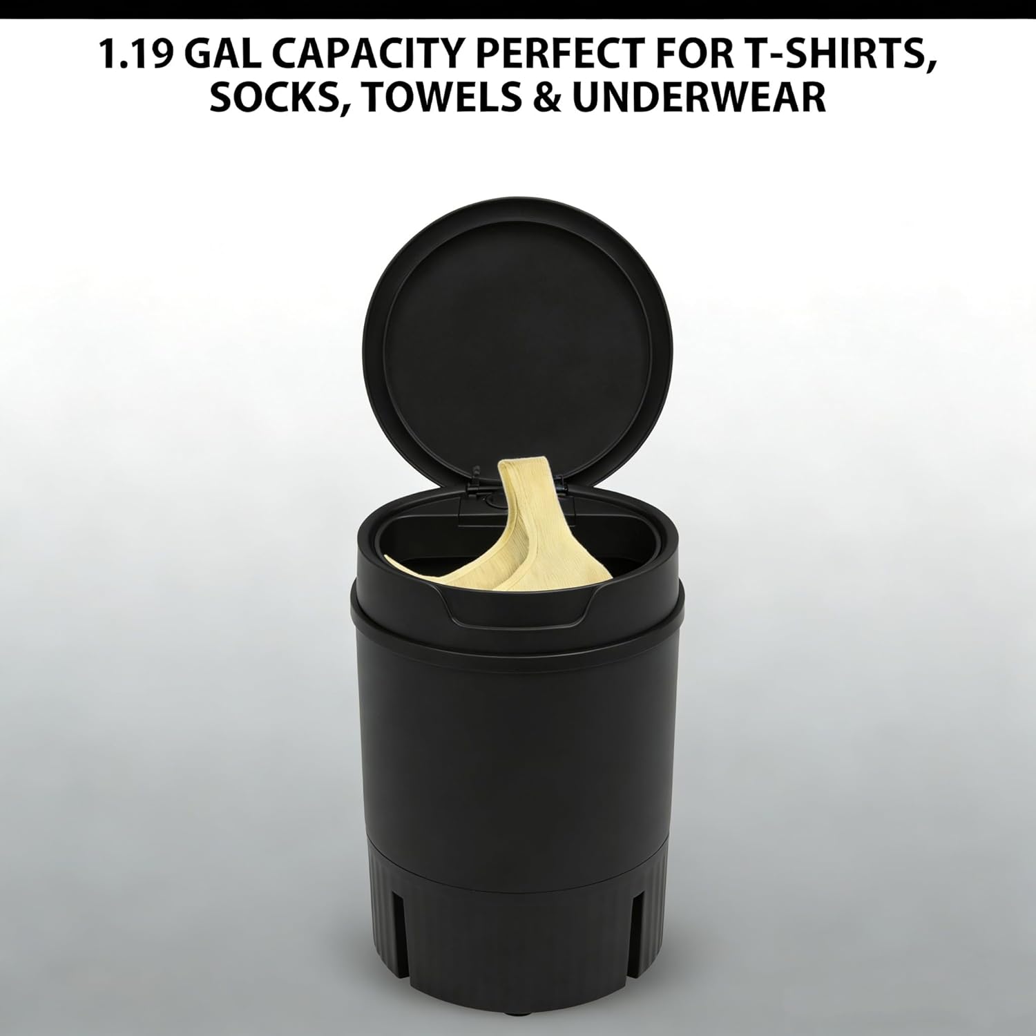 Compact Mini Washer- Portable Semi-automatic Small Washer Machine Single Tub Laundry Washer for Apartments, Dorms,Traveling, RV, IPX4 (Black)