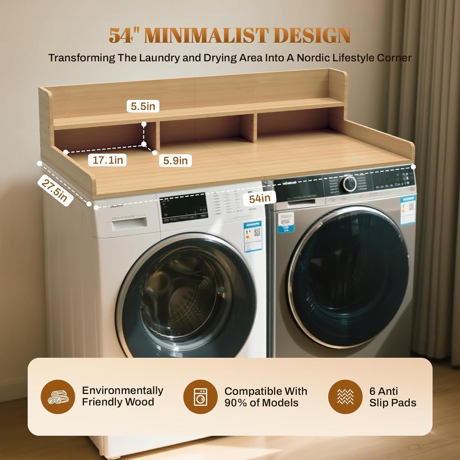 GCCSJ 2-Tier Joined Washer Dryer Countertop, 54