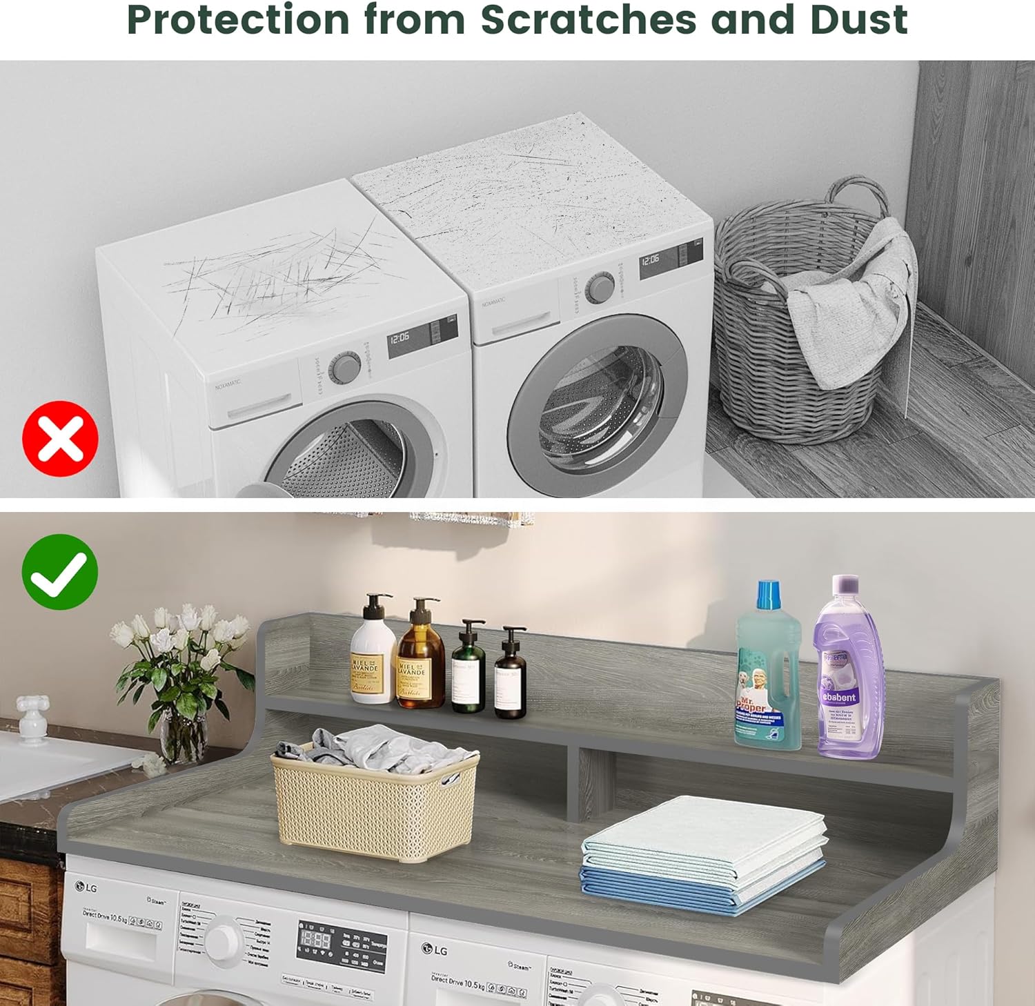 Washer Dryer Countertop with 2-Tier Shelf, 3