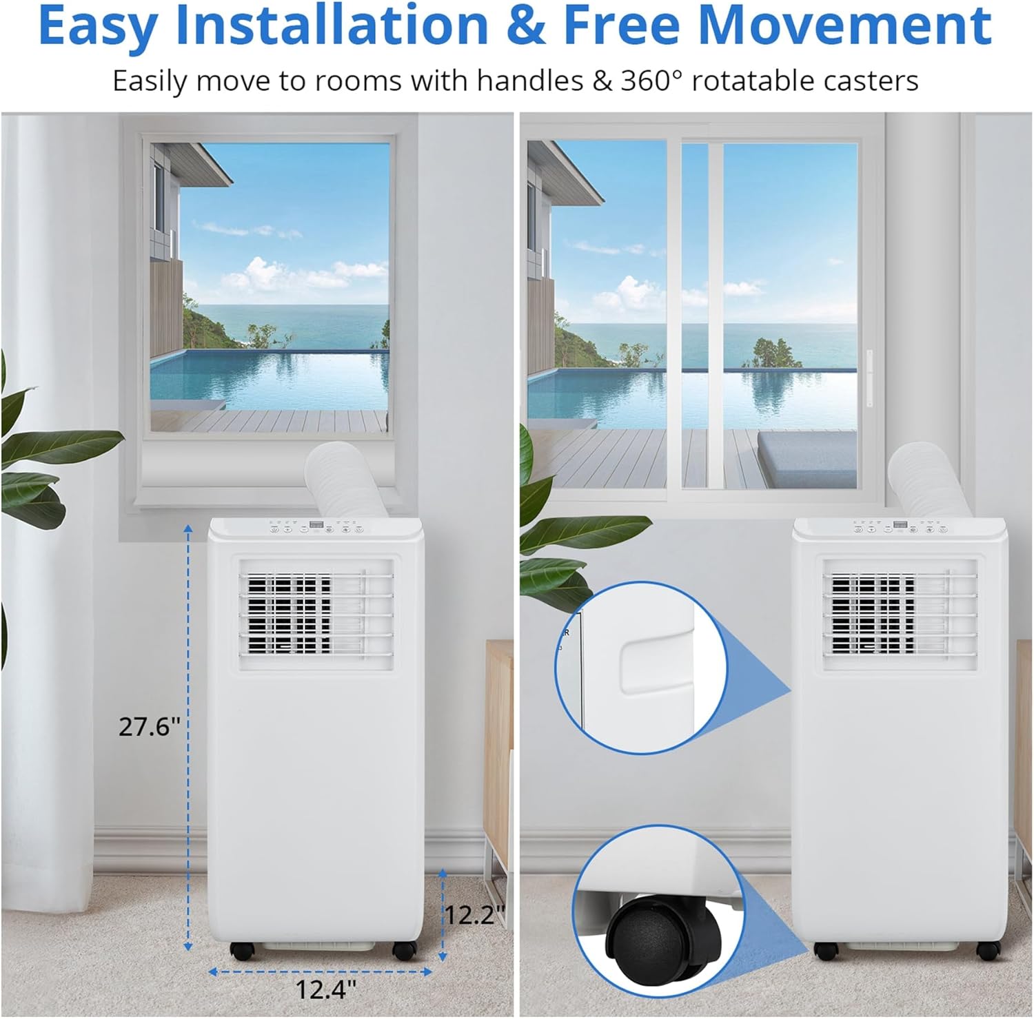 5000 DOE SACC BTU Portable Air Conditioner, 3 in-1 Quiet Indoor AC With Fast Cooling, Equipped With a Remote Control & 24-Hour Timer, Ideal For Bedrooms Up To 350 Sq.Ft.