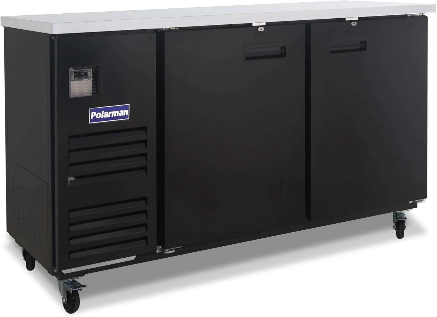 Polarman Back Bar Cooler Solid Door Beer refrigerator NSF/ETL Certified Undercounter Beverage Fridge 20.4 Cu-ft Capacity| 33°F-41°F Digital Control | Stainle ss Steel Interior & Heavy-Duty Casters