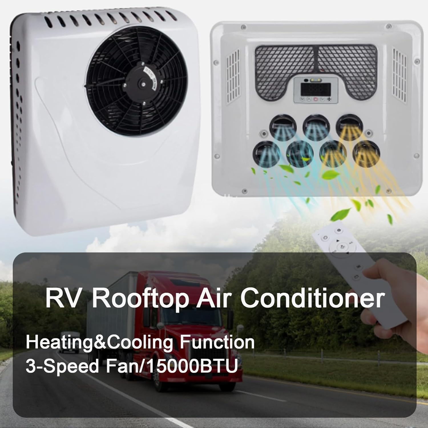 Rooftop 12V Air Conditioner for 15000BTU,Heating & Cooling,Universal Automotive Electric Split Air Conditioning 12Volt for Vans,RVs,Camping Vehicles