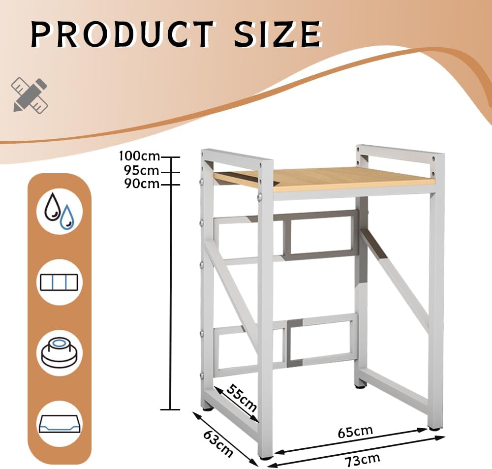 Tumble Dryer Stand with Adjustable Height, Washer and Dryer Shelves with Storage Space, Metal Over The Washer Storage Shelf, Load Capacity 300kg, for Laundry Room