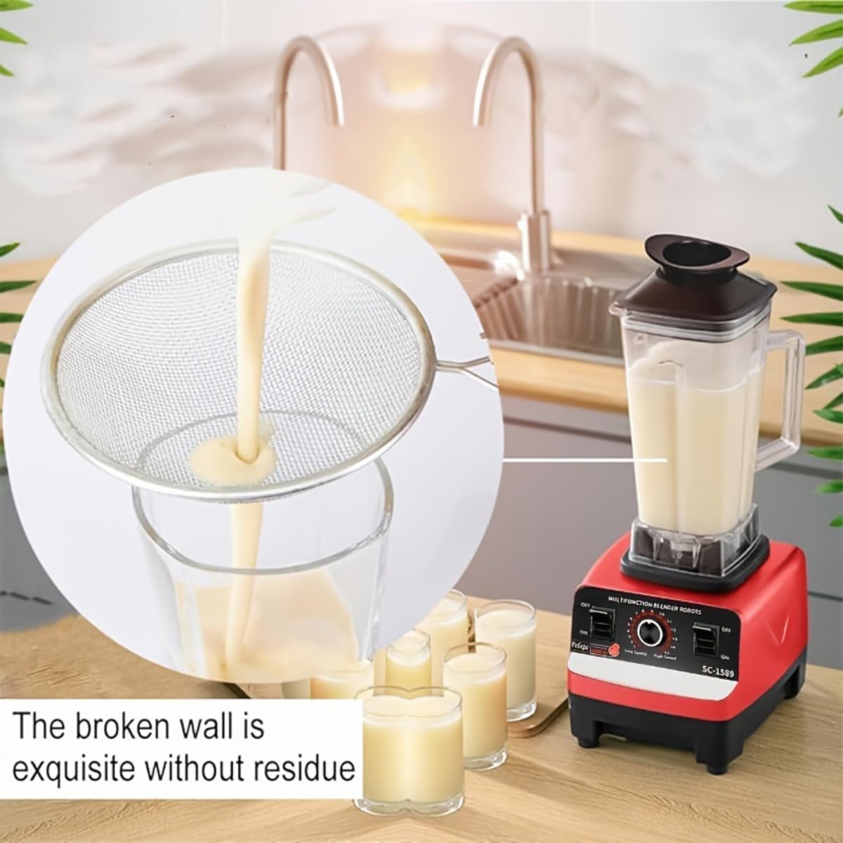 Blender,1200W 8-Blade Blender for Kitchen - 67oz Large Capacity Smoothie Maker | 7-Speed Professional Ice Crusher with BPA-Free Pitcher | Space-Saving Design