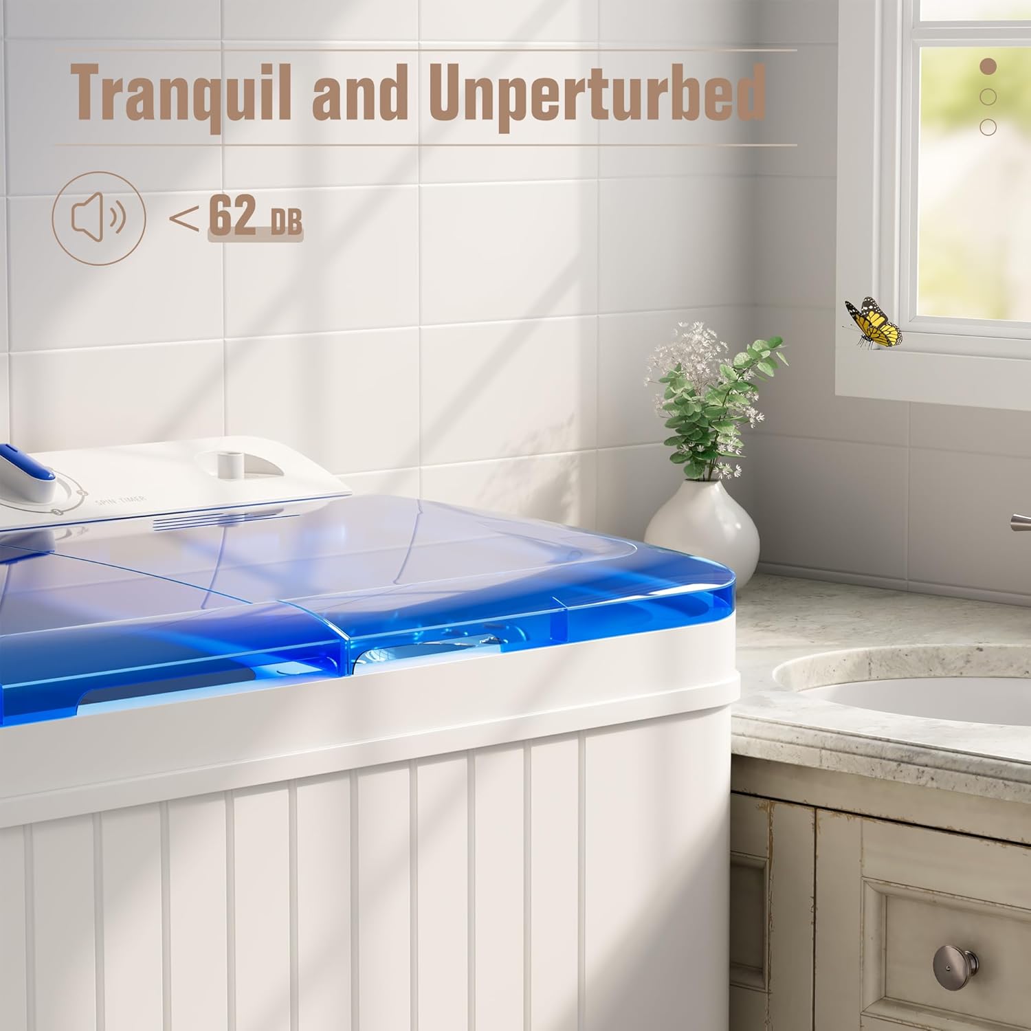 Bonusall Portable Washing Machine，28 lbs Mini Washer and Spin Dryer Combo, Built-in Gravity Drain,Compact Laundry Washer with Drain Pump & Timer Control for Apartments, Dorms, RVs- Blue