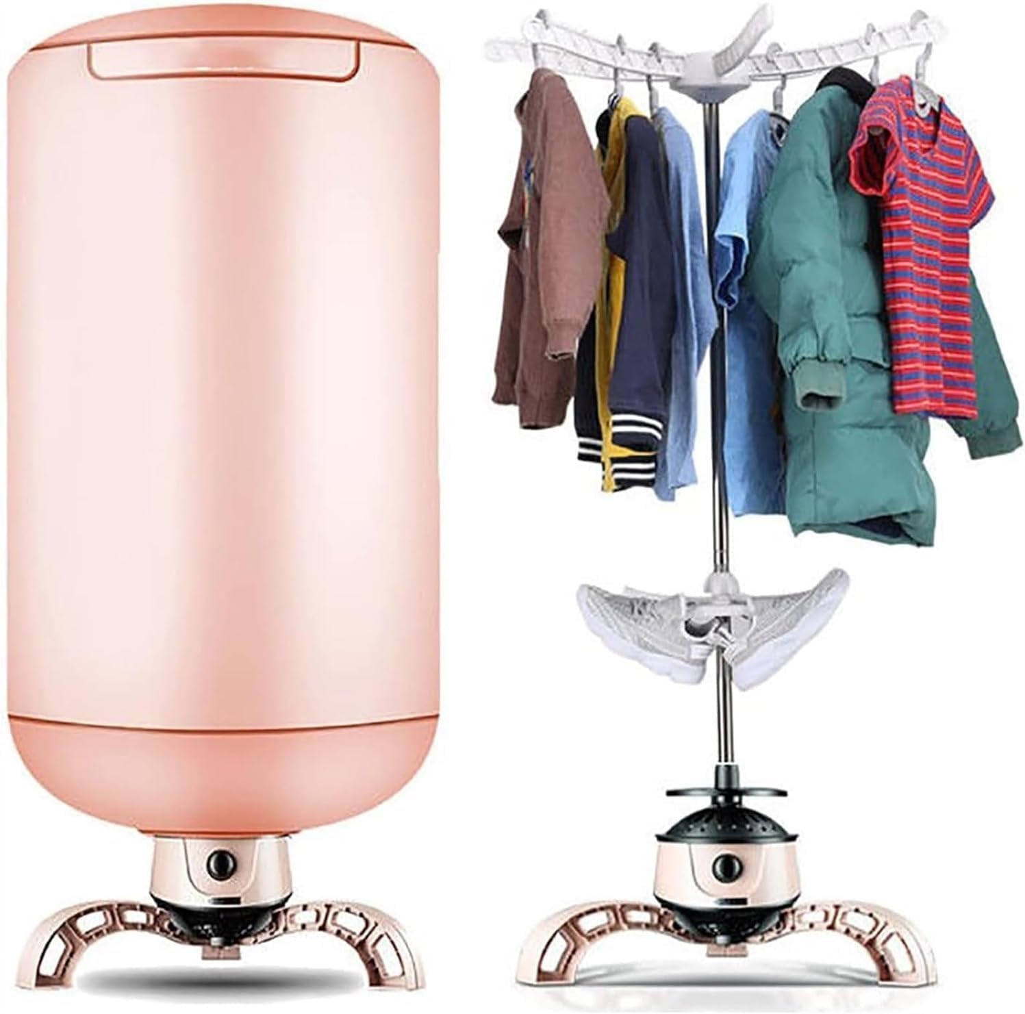 900W Portable Electric Clothes Dryer - Multifunctional Zipper Clothes Drying Rack - Clothes And Shoe Heater Dryer - With Dustproof Curtain - Load 15kg (Color : Pink)