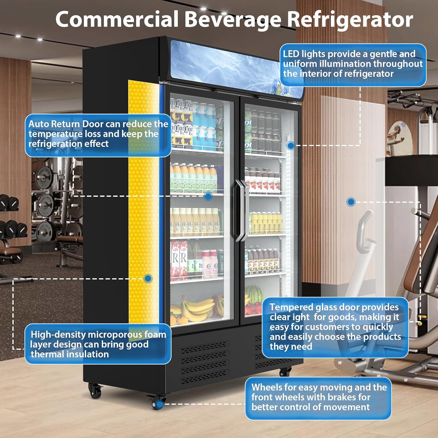 36.3 Cu.ft Beverage Refrigerator - Commercial Beverage Cooler Merchandiser With Lightbox, Upright Commercial Display Fridge