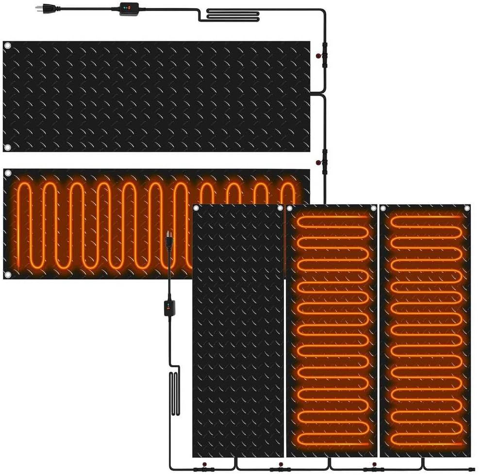 Heated Snow Melting Mats for Stairs, Electric Snow Melting Mats for Winter Snow Removal, Heated Outdoor Mats, Trusted Snow and Ice Melting Mats and No-Slip Stair Heating Mats,5 pcs,24''×60''