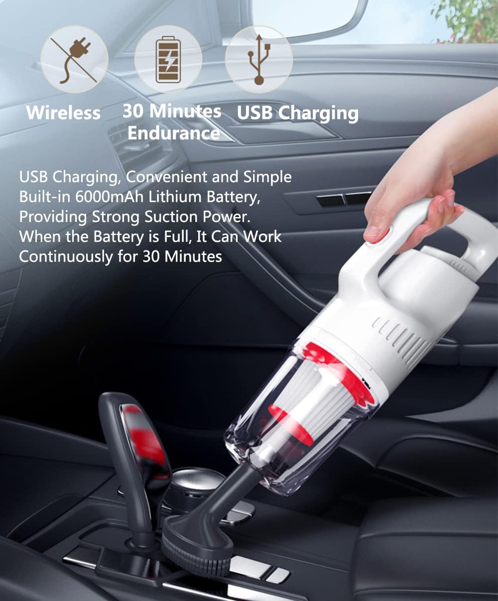 Lightweight Stick Vacuum Cleaner Cordless Rechargeable, 12000pa Powerful Suction Cordless Upright Vacuum Cleaners Rechargeable with HEPA Filter, Stick Vacuum for Pet Hair Carpet and Hardwood Floors