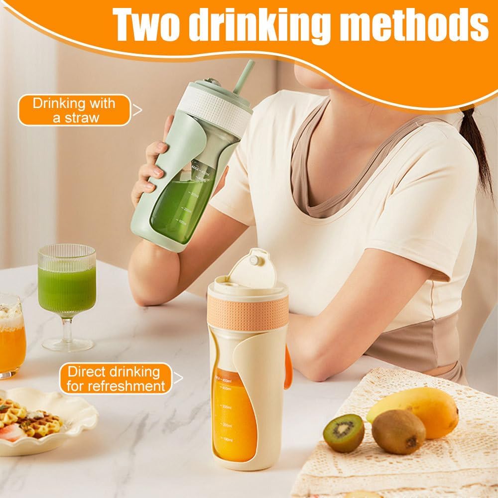 Mini Blender, Portable Fruit Blenders with Straw & Lid, Rechargeable Travel Juice Cup for Smoothies, Shakes, Vegetable