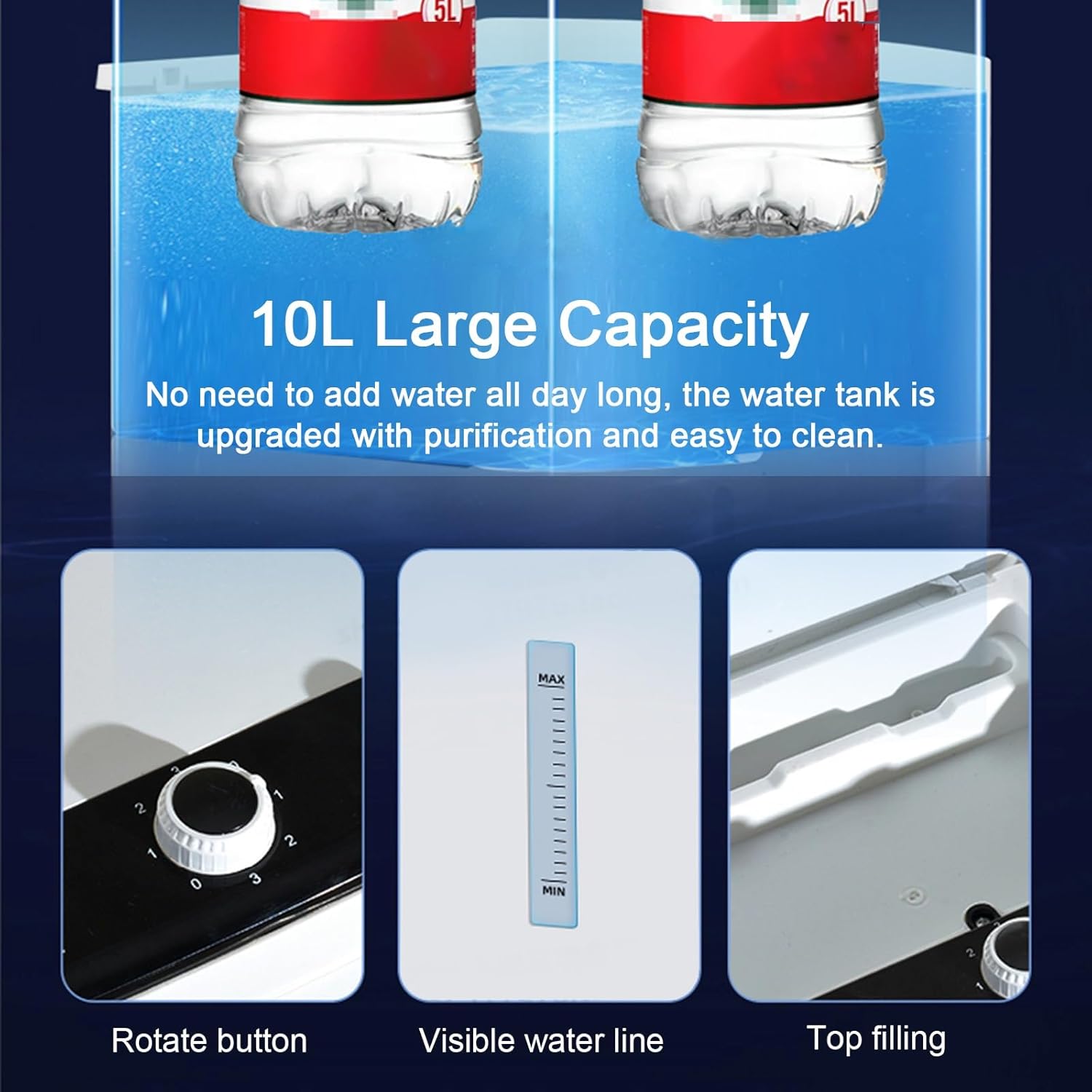 Evaporative Air Cooler, 3-in-1 Portable Air Conditioners, 12H Timer, 3 Speeds, 2.6 Gal Tank & 4 Ice Packs, 120°oscillation, Quiet Portable Ac for Room Bedroom Office