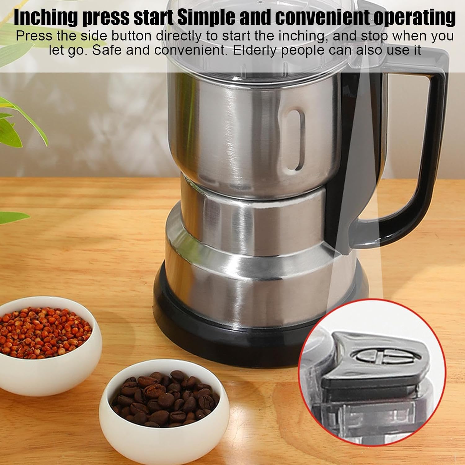 Dry Milling Grinder – Electric Food Chopper, Mini Powder Machine | Stainless Breaker, Compact Kitchen Equipment With Smooth Grip Handle During Coffee Roasting Prep, Blending Needs, Morning Meal