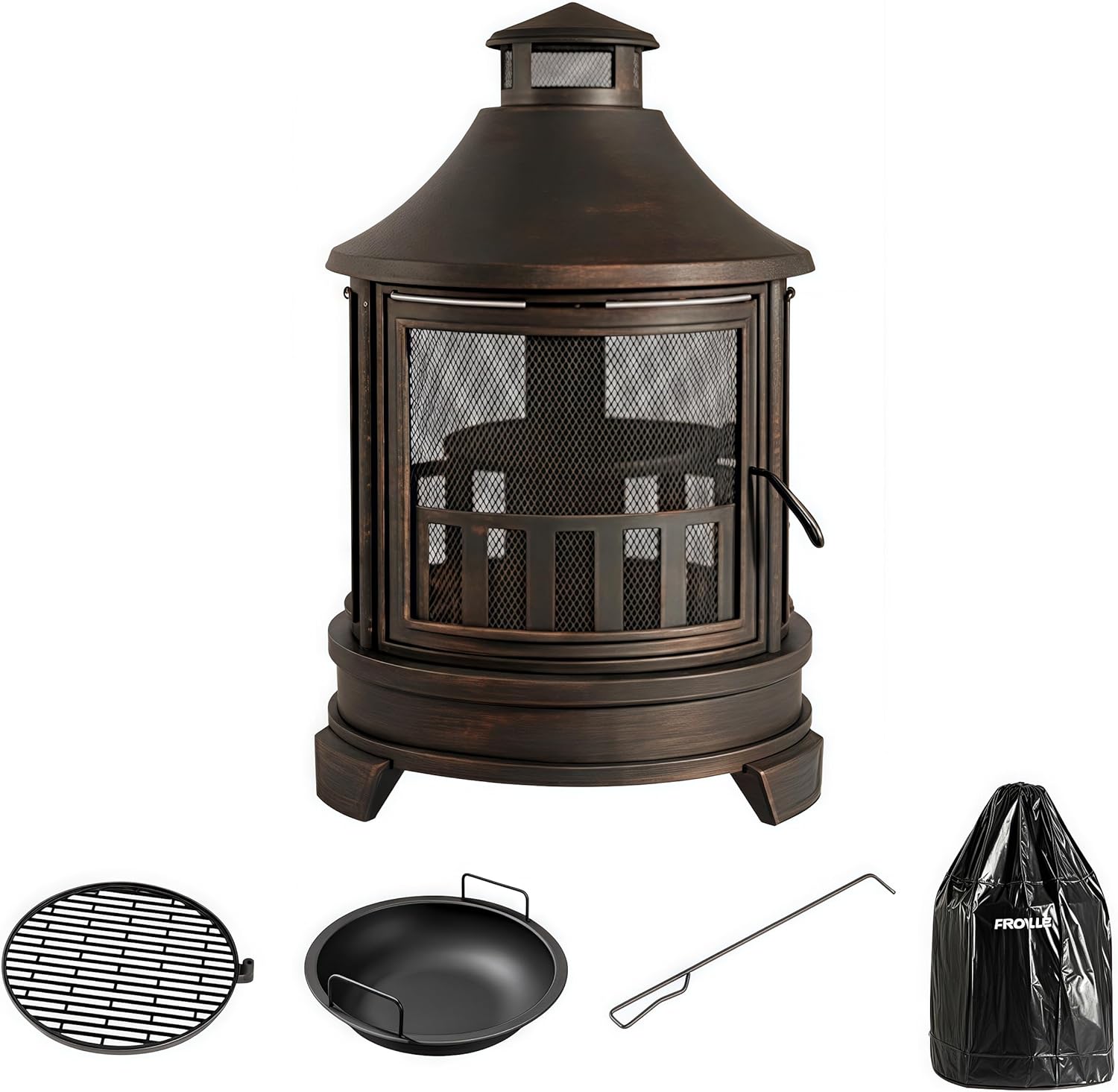 2 in 1 Hibachi Grill & Outdoor Patio Heater, Portable BBQ Smoker Grill with Charcoal/Pellet Compatible, Camping Wood Stove Heater for Backyard, Garden