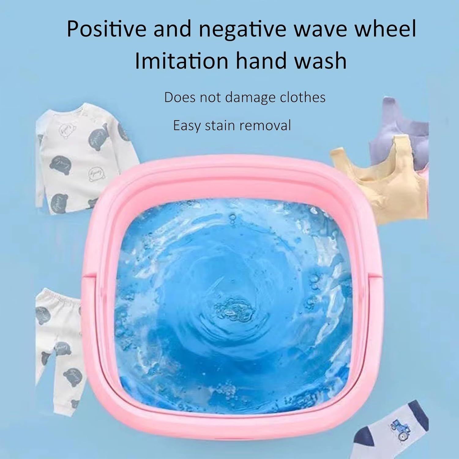 Portable Washing Machine, Mini Washing Machine Foldable, 4.5l with Drain Basket, for Baby Washing Machine Apartment, Laundry, Camping, Rv, Travel (Color : Pink)