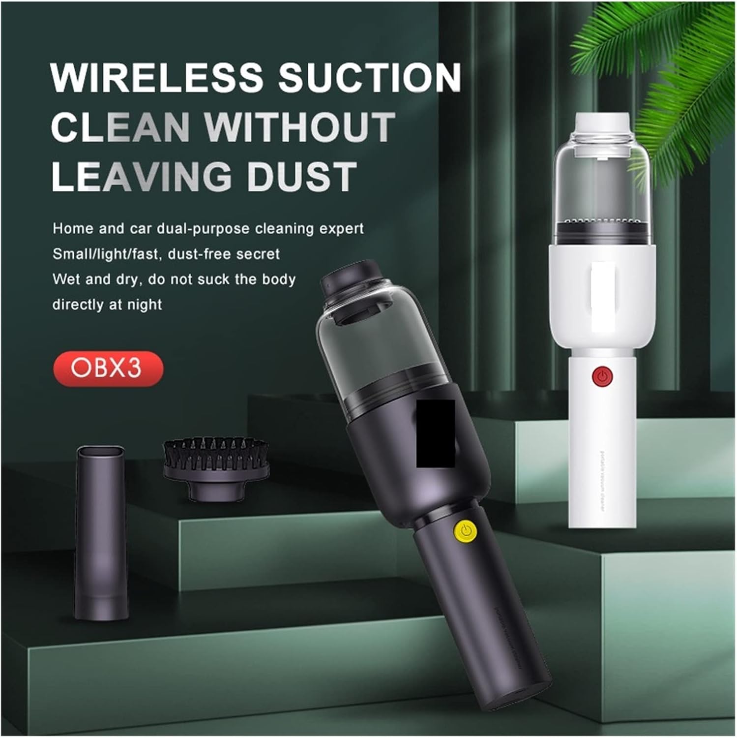 Vacuum Cleaner Car Wireless Charging Car Dry and Wet Mini Convenient Household Handheld (Color : White)