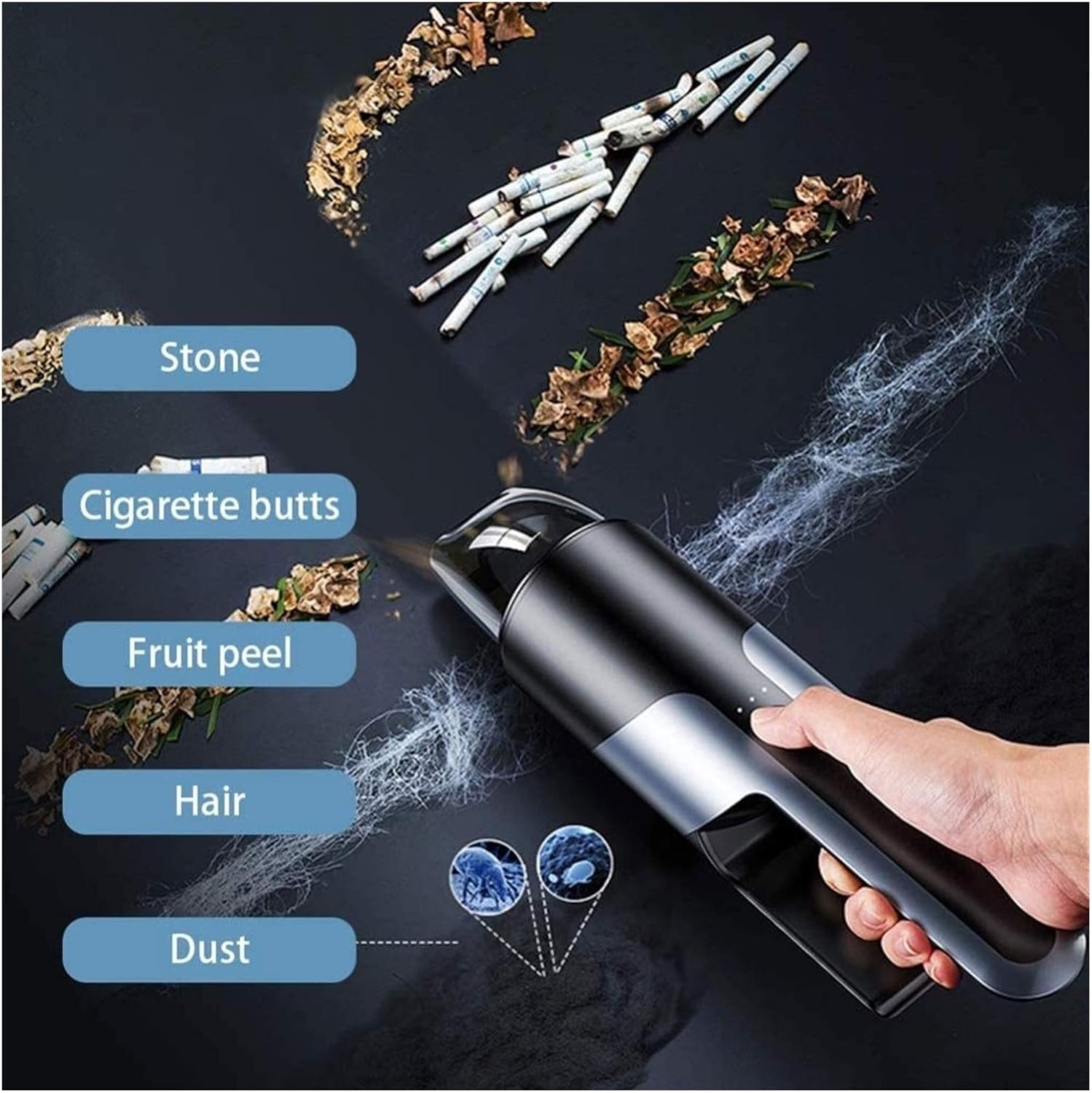 Handheld Vacuum Cleaner Cordless Portable Hand Held Vacuum with Strong Suction Mini Car Vacuum Cleaner Powered by Rechargeable Li-Ion Battery for Pet Hair Home and Car Cleaning