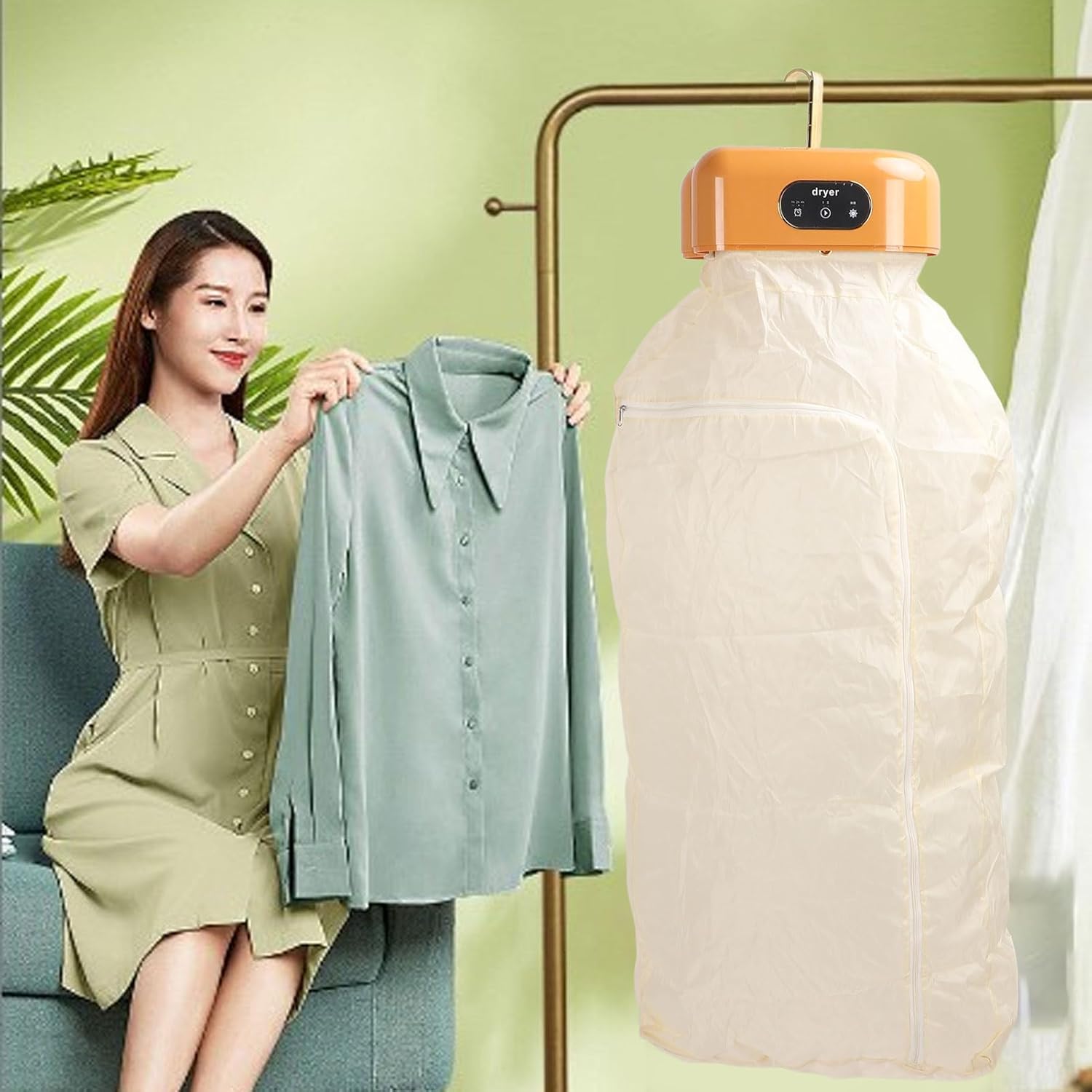 Portable Dryer Machine, 600w Dryer Machine Clothes Dryer with Dry Bag Quiet Running Lightweight Laundry Dryers Compact Dryer Clothes Organizer for Outdoor Travel