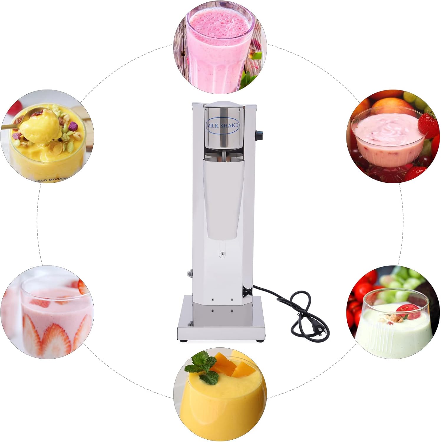 Milkshake Maker Electric Drink Mixer Machine Stainless Steel Milk Blender Single-Head Shaking With Cup 800ml Mixer Machine For Cocktails16000rpm