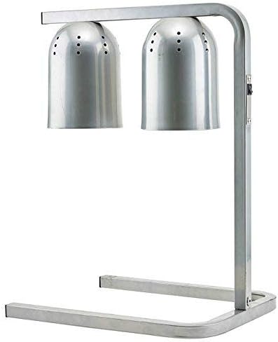 Winco EHL-2C, 120V Electric Free Standing Comercial Heat Lamp with Two 250 W Bulbs, Food Warmer, Aluminum Warming Lamp, Silver