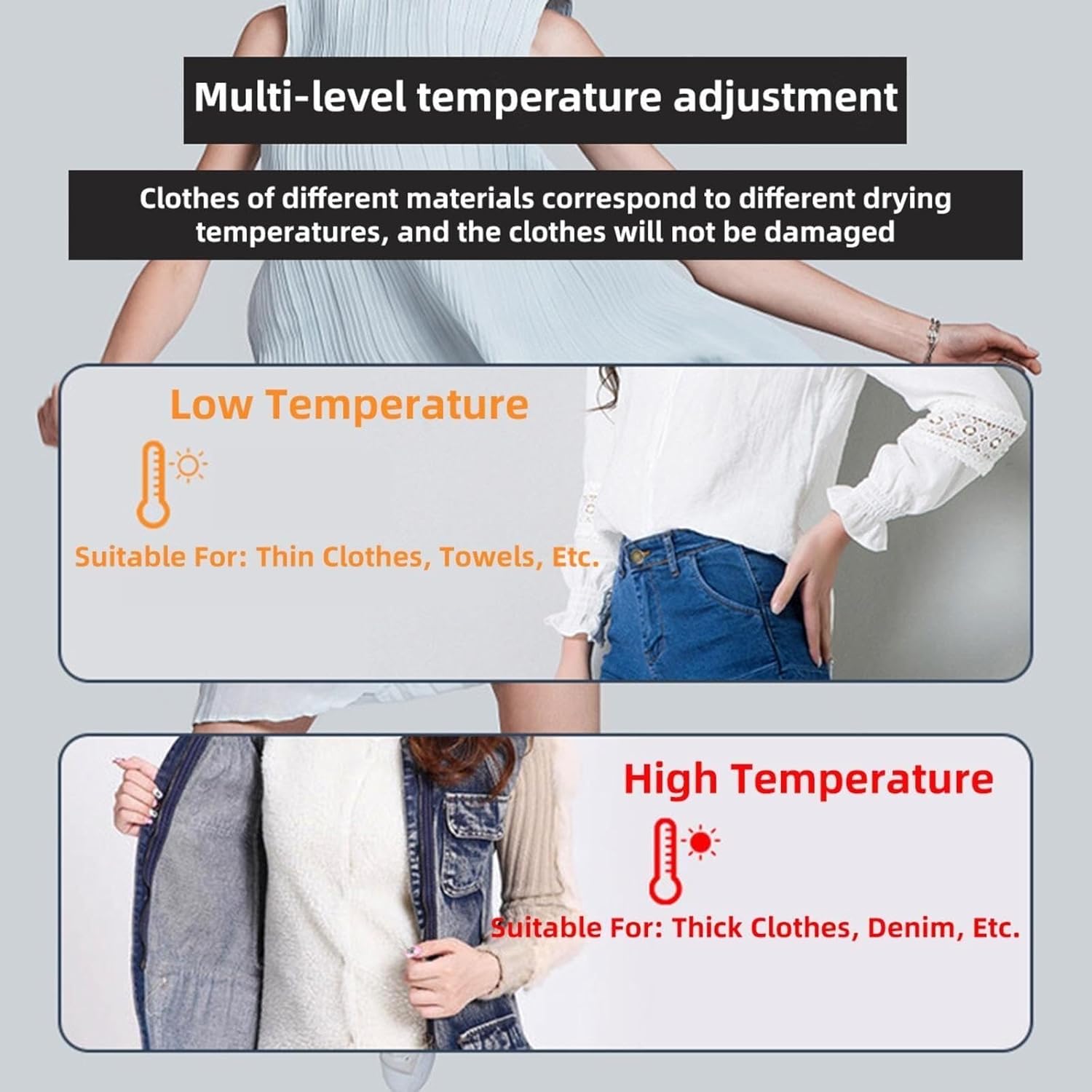 Heated Air Dryers Clothes Indoor, Fast Drying Multi-Speed Heated Air Dryer, Large Space Clothes Drying Rack Haze Weather