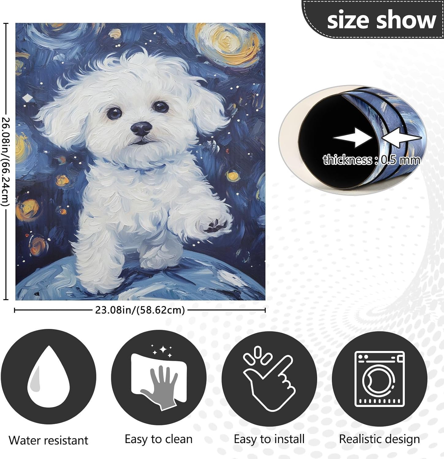 Dishwasher Magnet Cover Large Magnetic Stickers White Dog Walking Front Dishwasher Cover Reusable Decal for Home Kitchen Anti-Scratch Refrigerator Decorative Lid Washing Machine Laundry 23