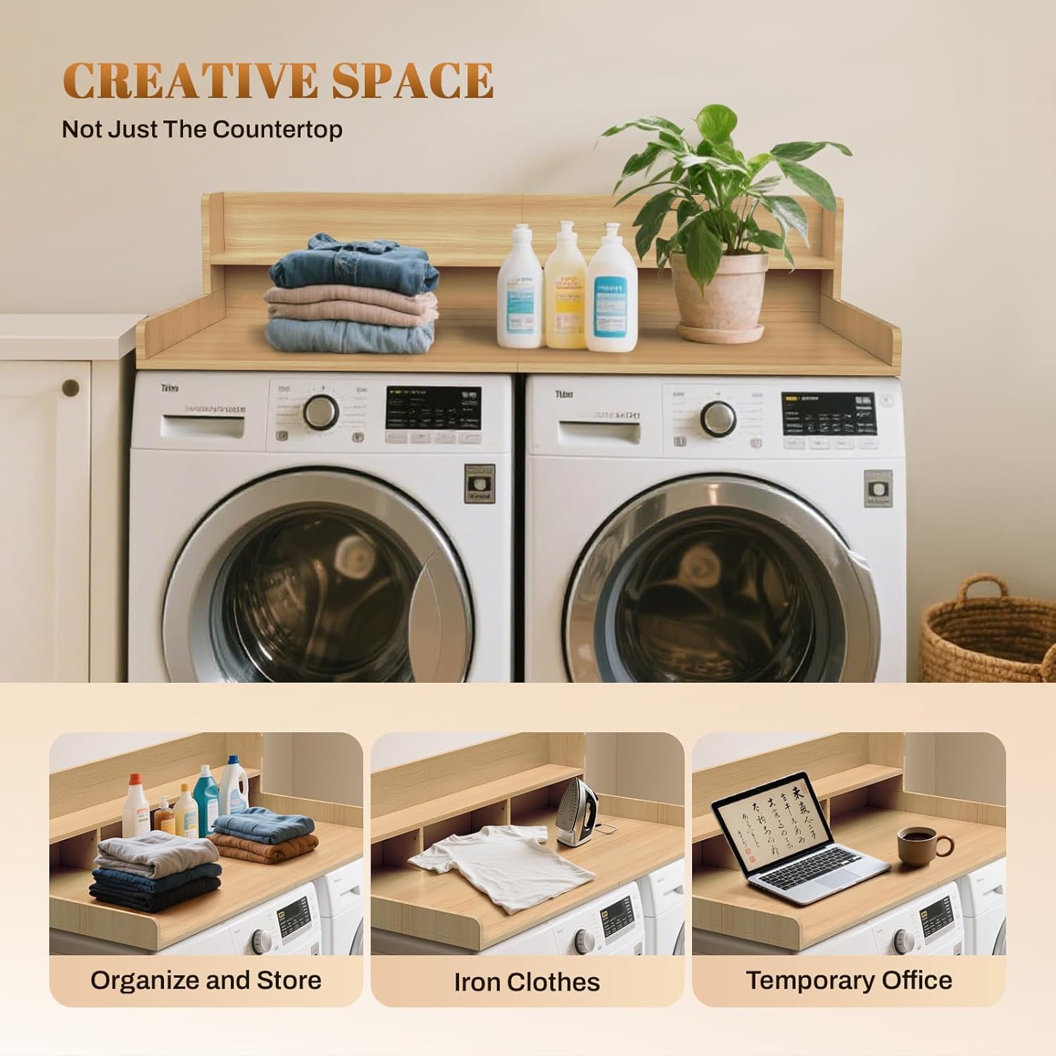 GCCSJ 2-Tier Joined Washer Dryer Countertop, 54