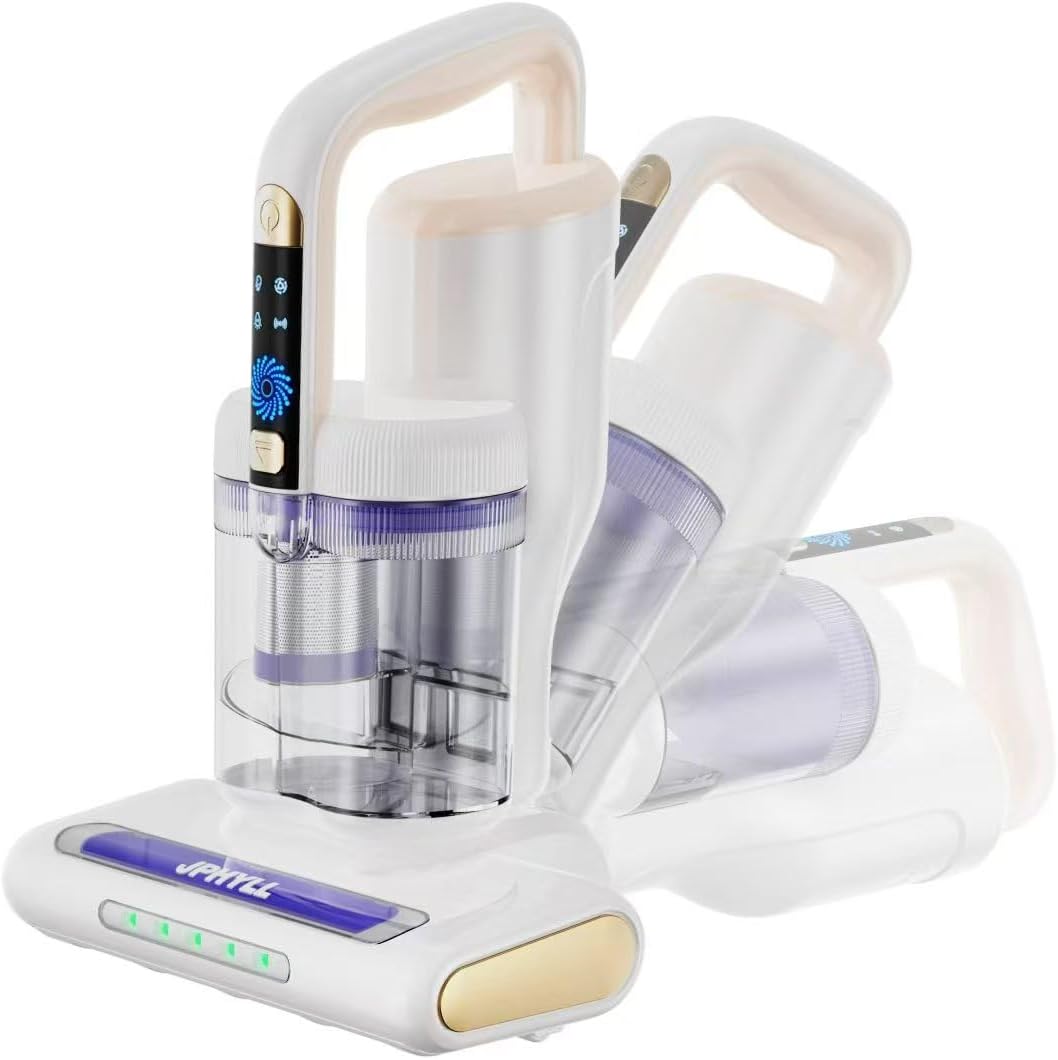 Mattress Vacuum Cleaner, 16Kpa Bed Vacuum with UV-C Sanitization, Thermal Air Drying, Ultrasonic Wave, and 30000 RPM/Min Brushroll Action, Expanded Suction Inlet, Corded (White)