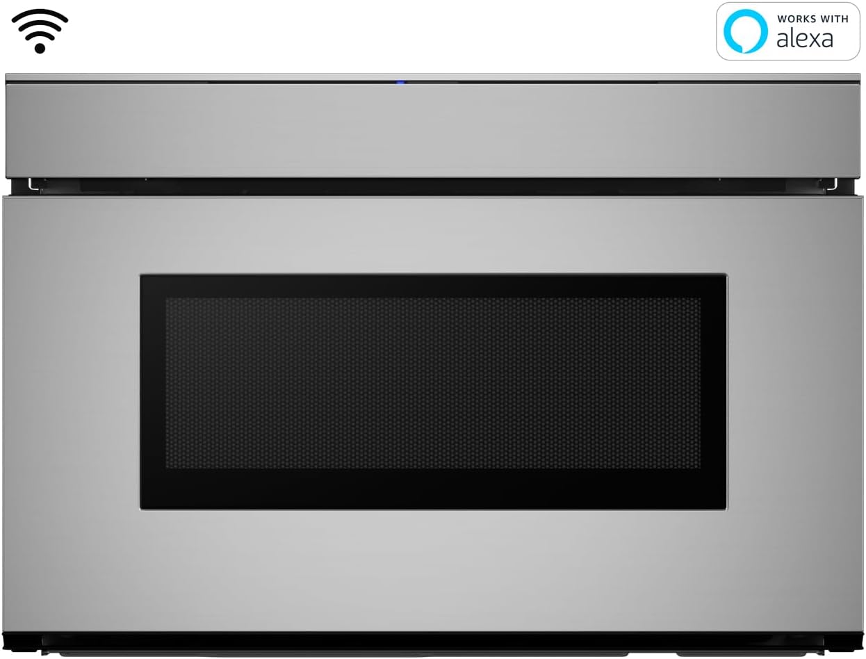 SHARP SMD2479JS Smart Microwave Drawer Oven with Easy Wave Open, 24-inch, 1.2 Cubic Feet, 950 Watt, Concealed Glass Touch Control Panel, Compatible with Alexa Certified, Stainless Steel