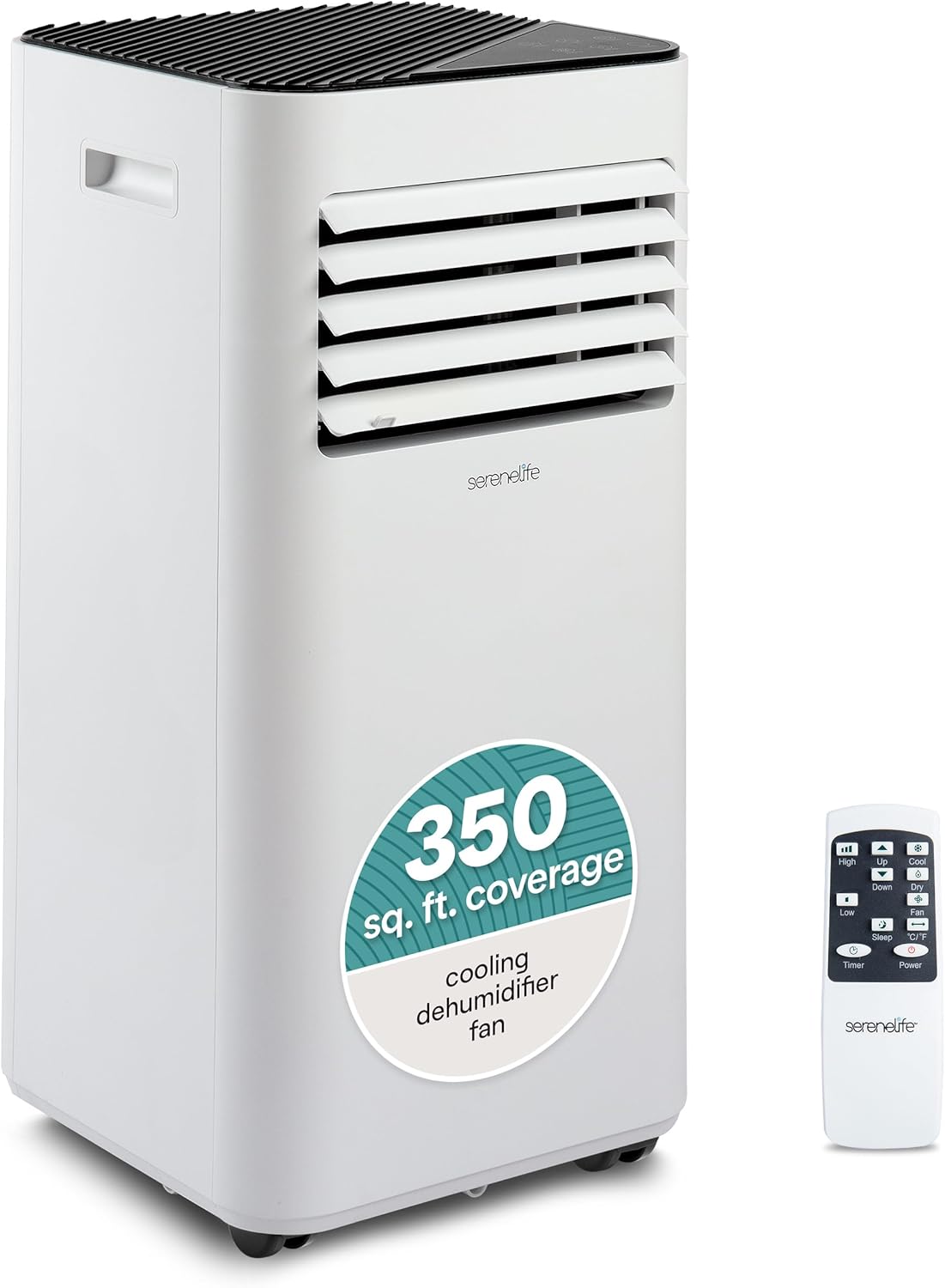 SereneLife Portable Air Conditioner 8,000 BTU with Built-in Dehumidifier - Portable AC unit for rooms up to 350 sq ft - Small AC Unit Remote Control, Window Mount Exhaust Kit