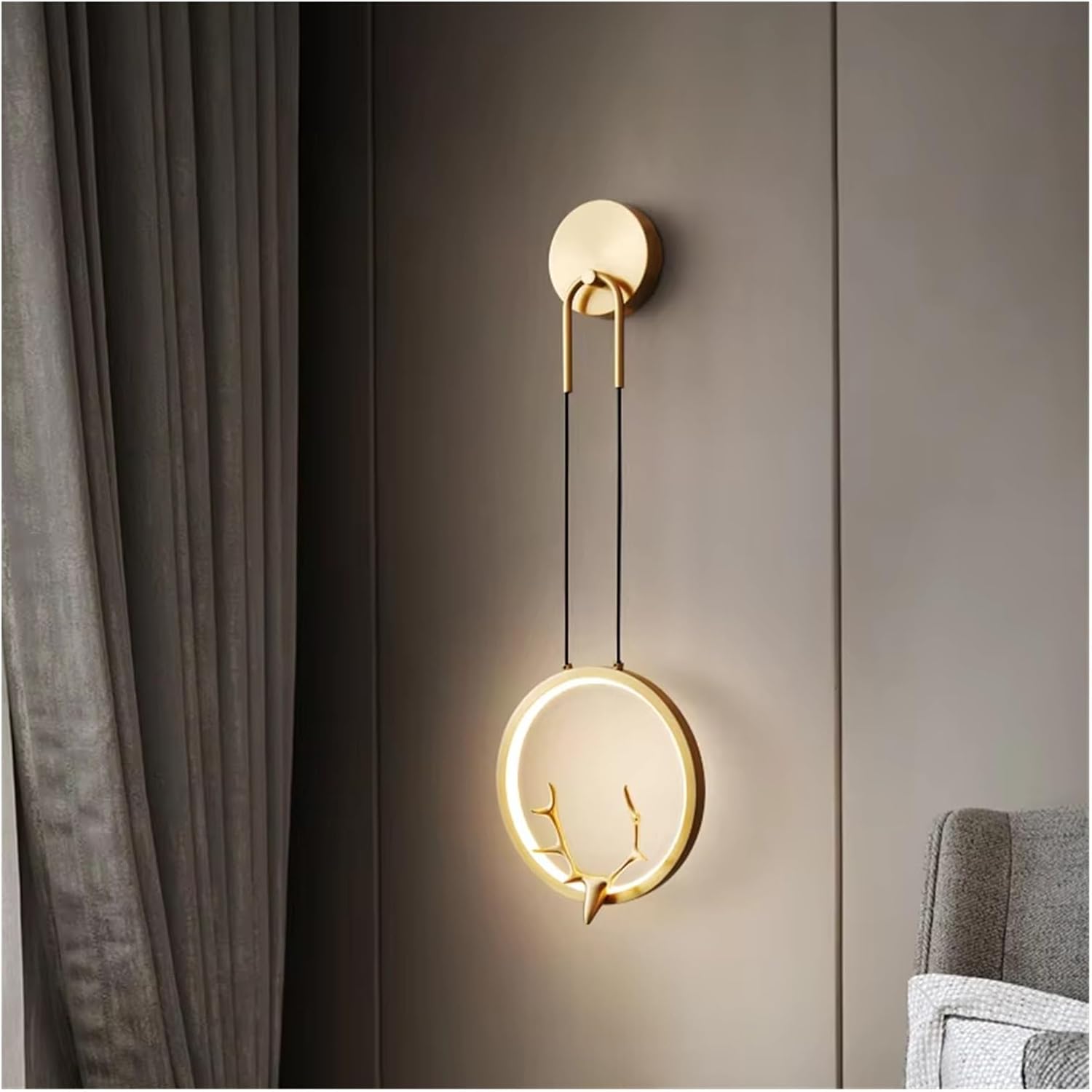 Contemporary Copper Wall Light LED 3 Colors Brass Gold Sconce Lamp Creative Antlers Decor for Home Living Bed Room ﻿,Household