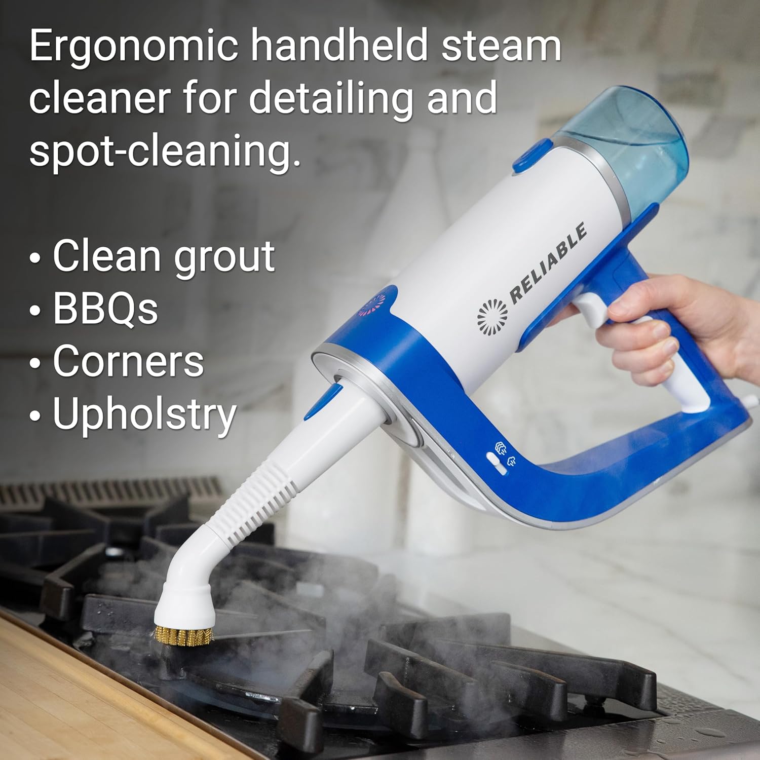 Reliable Pronto Plus 300CS 2-In-1 Steam Cleaner with Fast Heat-up, Long Steam Time, 1200W Steam Mop for Grout, Hardwood, Tile, Laminate Floor Cleaning with 14-Piece Accessory Kit