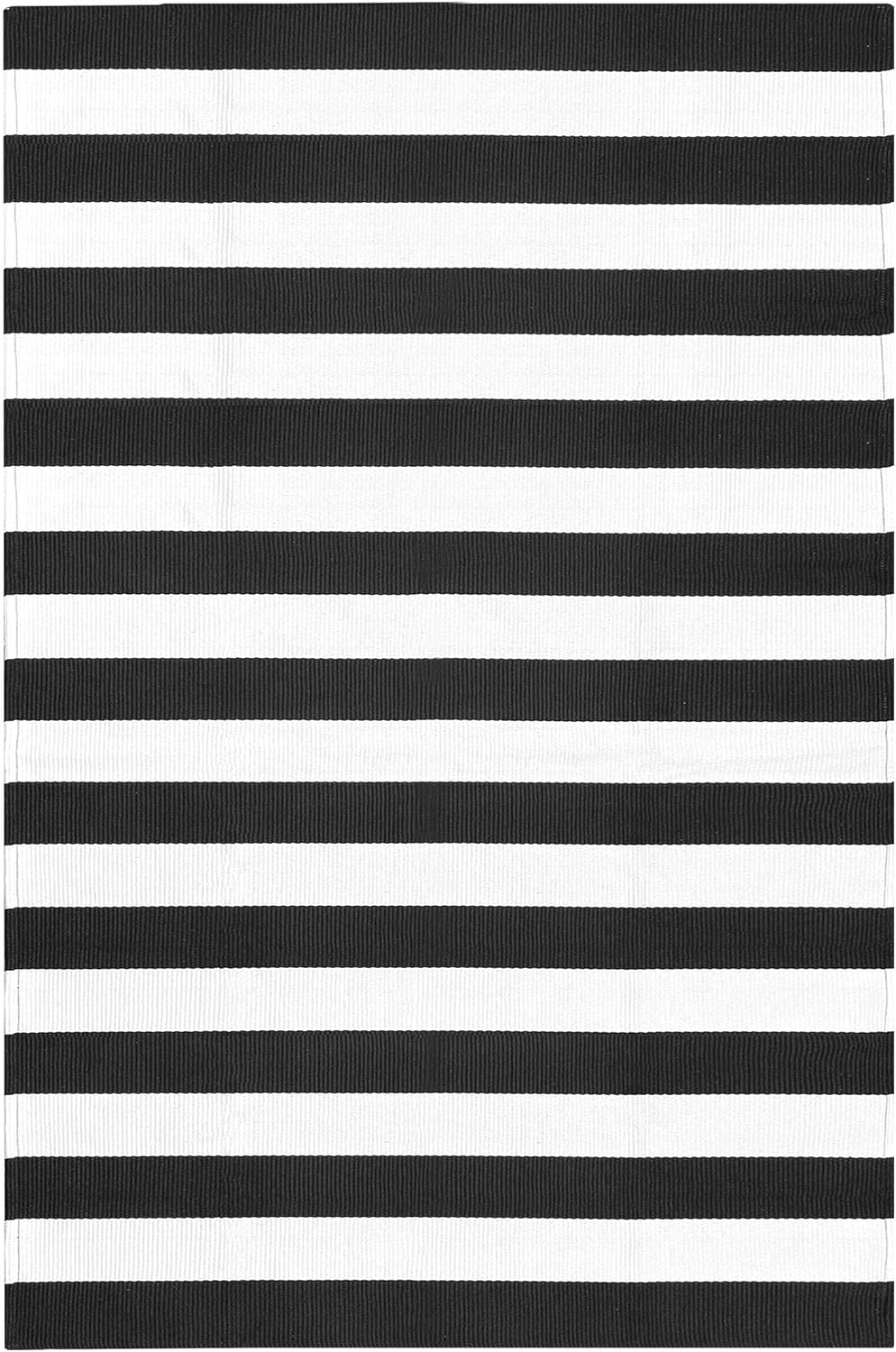 KILOCOCO Black White Striped Rug 5x7 Area Rugs for Living Room Cotton Machine Washable Front Porch Layered Rugs for Patio Farmhouse Bedroom Kitchen Laundry Room