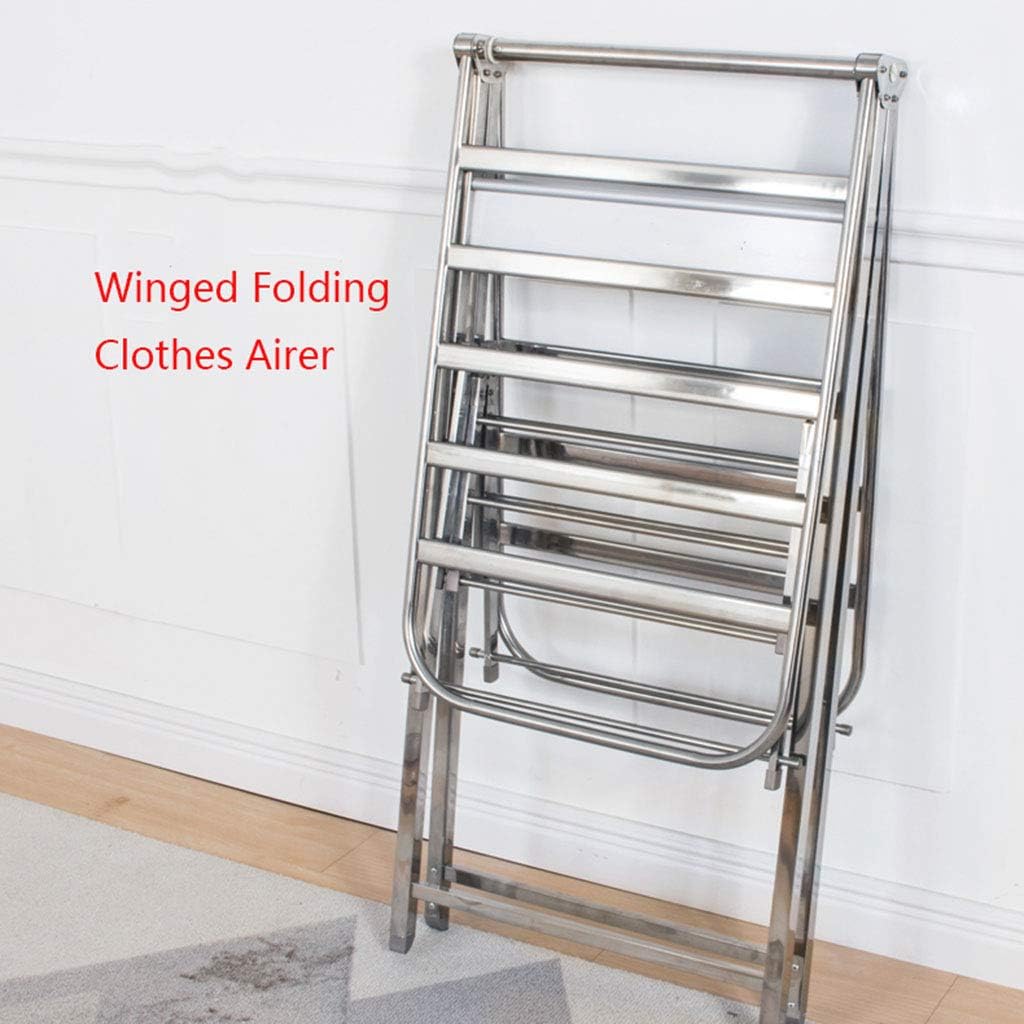 Laundry Rack, Clothes Dryer Clothes Airers with 4 Wheels 2 Holder Folding Clothes Drying Rack Winged Air Dryer Multifunctional Drying Clothing Rack