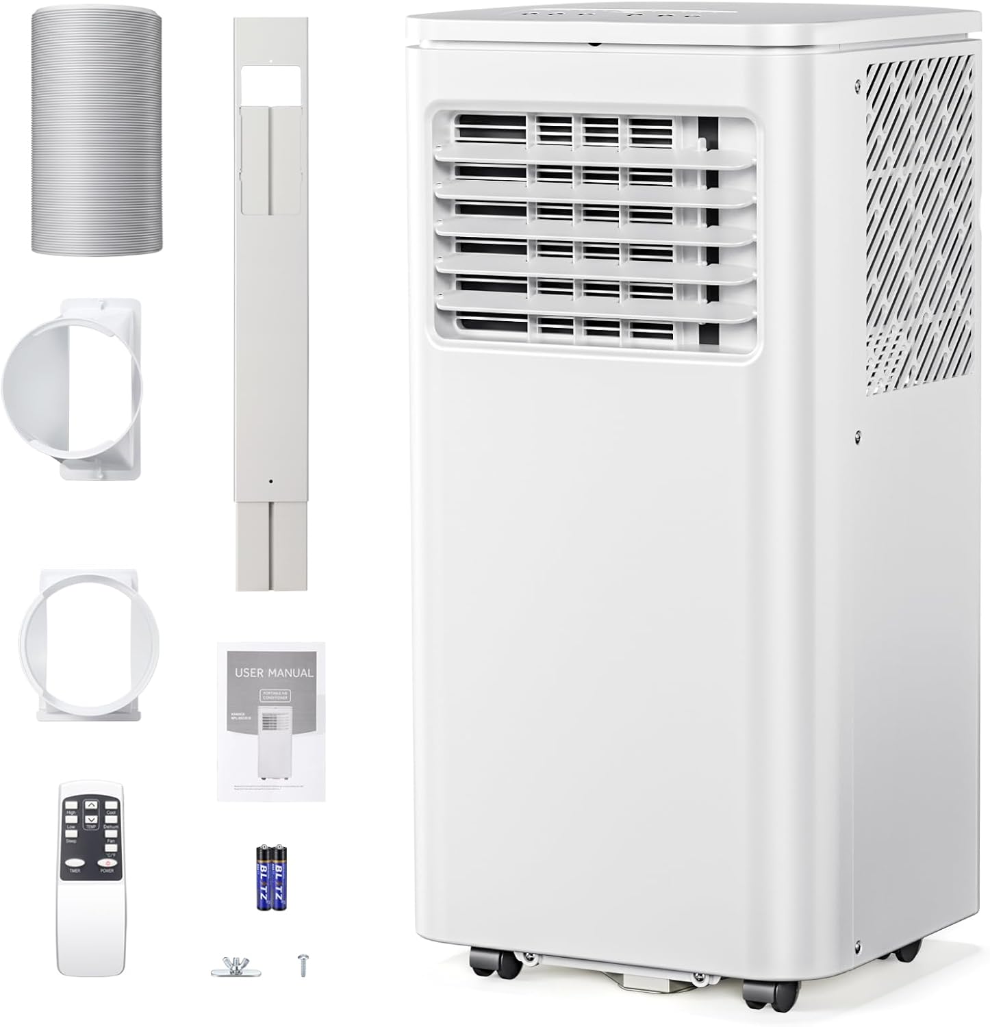 Portable 8000 BTU Air Conditioner, 4 in 1 protable AC, Cools 350sq. ft, Remote Control, 24 Hour Timer, Quiet Operation,Window Fan, 2 Speed for Bedroom Office Home Dorm