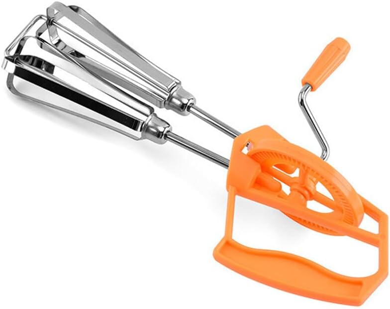 Stainless Steel Whisks, Hand Push Whisk Blender Semi-Automatic Quick Mixer Egg Milk Beater Milk Frother Rotating Push Household Whisk Mixer for Blending, Whisking (10 inches Orange)