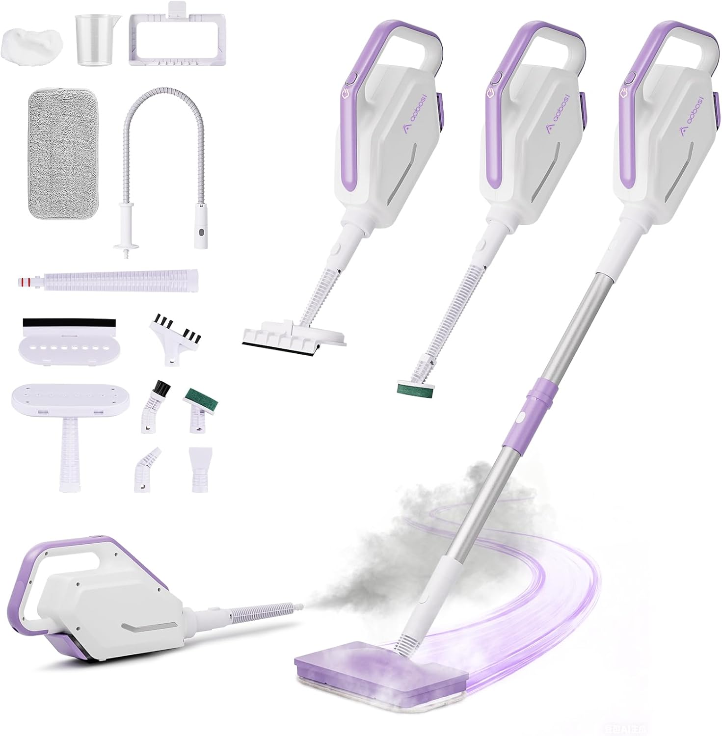 Steam Mop, Powerful Detachable Handheld Steamer with 350ml Tank, 23FT Power Cable, Steam Mops for Floor Cleaning, Tiles, Windows, Tile Grout, Carpets, Furniture