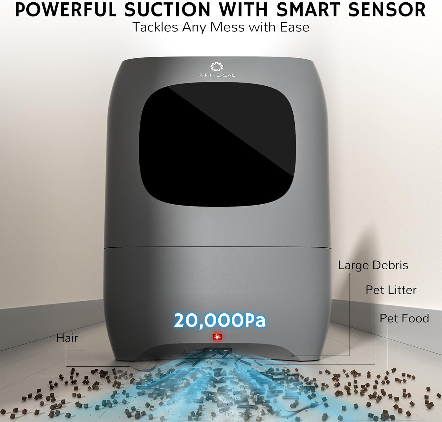 AIRTHEREAL Bundle | T1 Touchless Vacuum Automatic Dustpan with 4-Set Replacement Filters - Powerful Corded Canister Vacuum for Sweeping Salon, Pet Hair, Food, Dirt, Kitchen